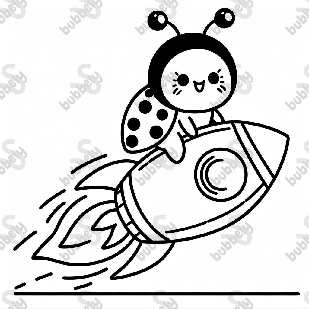 ladybig riding a rocket