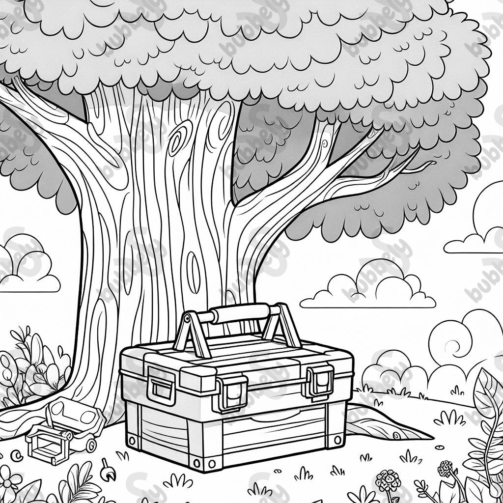 ein Werkzeugkoffer auf dem Baum