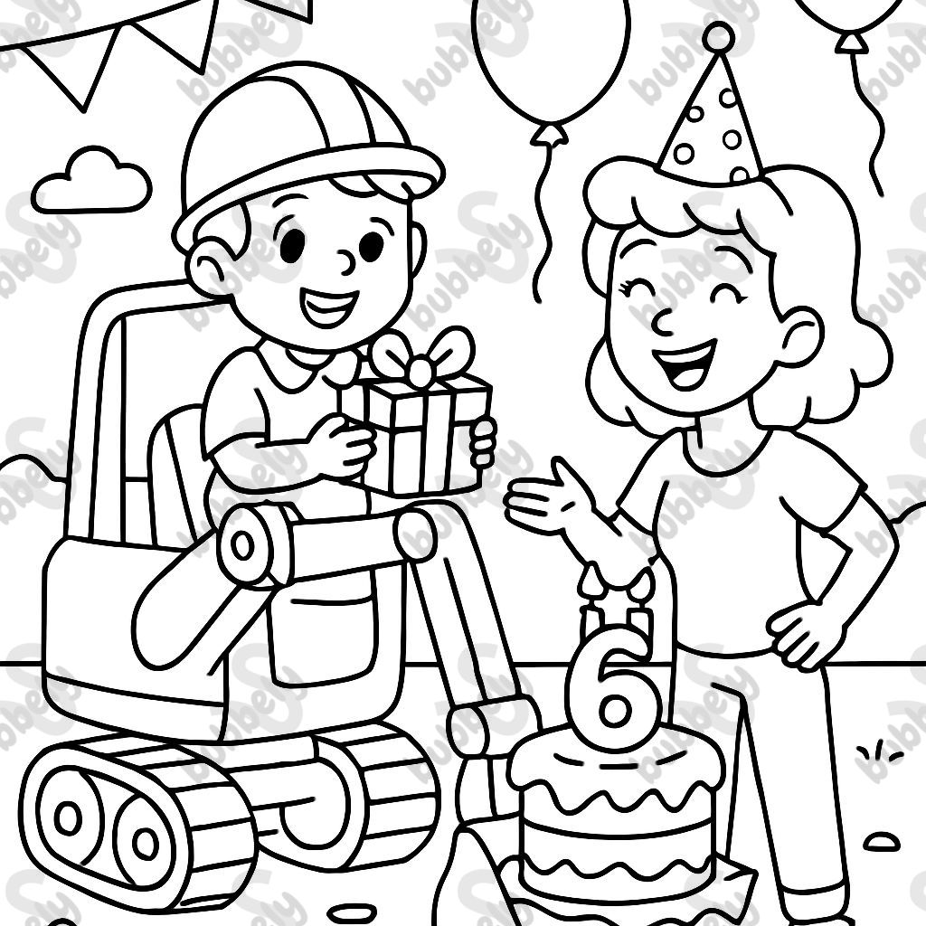 a digger birthday with mom