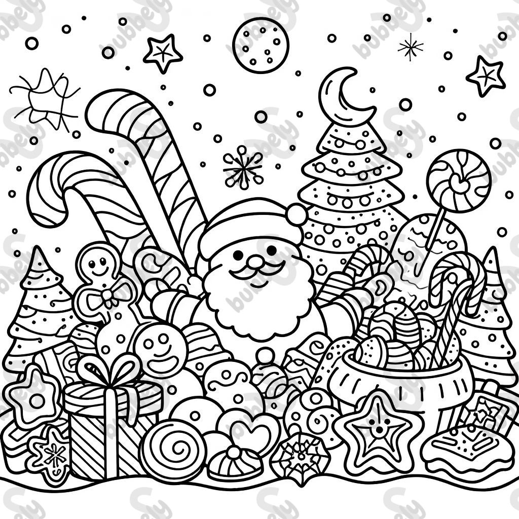 Une mer de bonbons et de biscuits de Noël