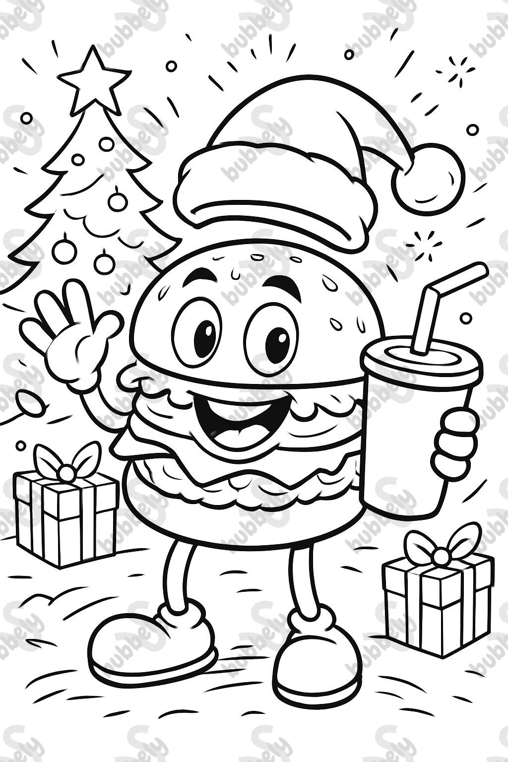 Christmas Cheeseburger and drink Christmas Cheeseburger and drink