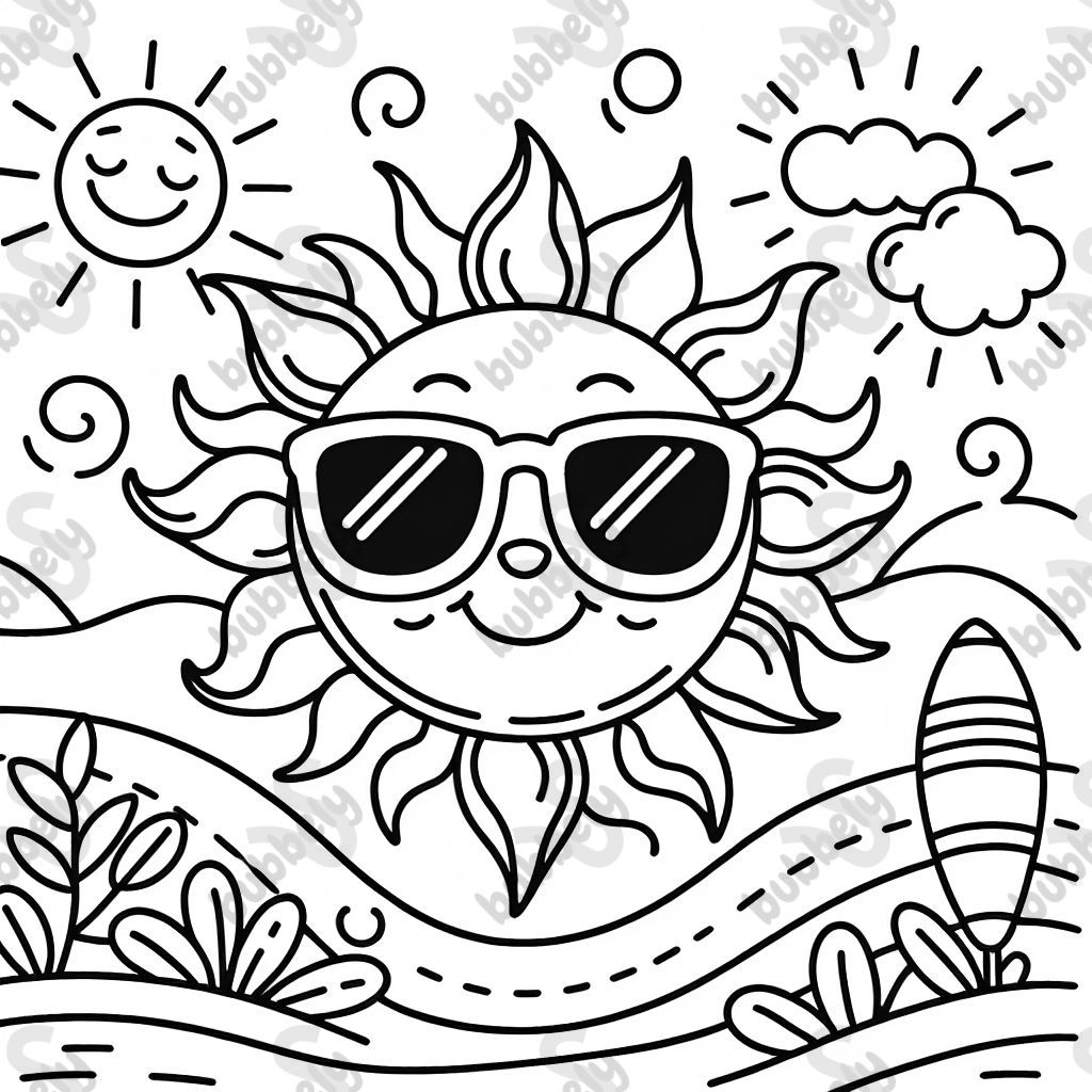 eine glückliche Sonne mit einer Sonnenbrille 