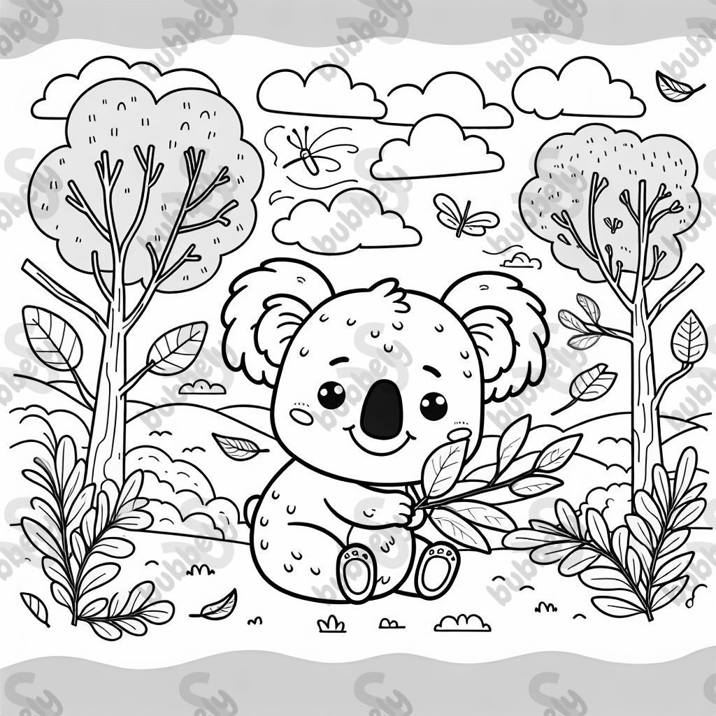 Un koala mignon tenant une feuille d'eucalyptus. Un koala mignon tenant une feuille d'eucalyptus.