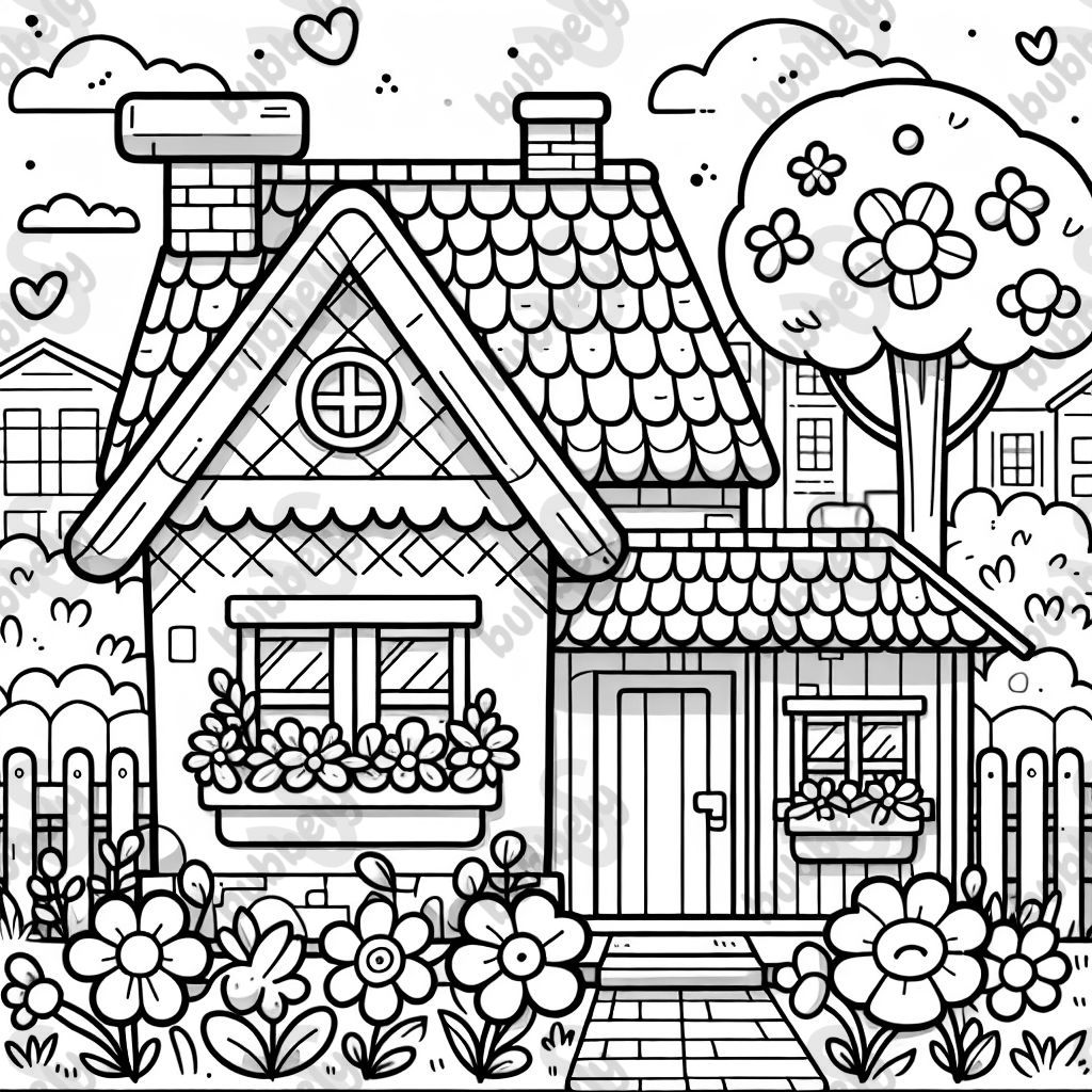 Cute house with flowers