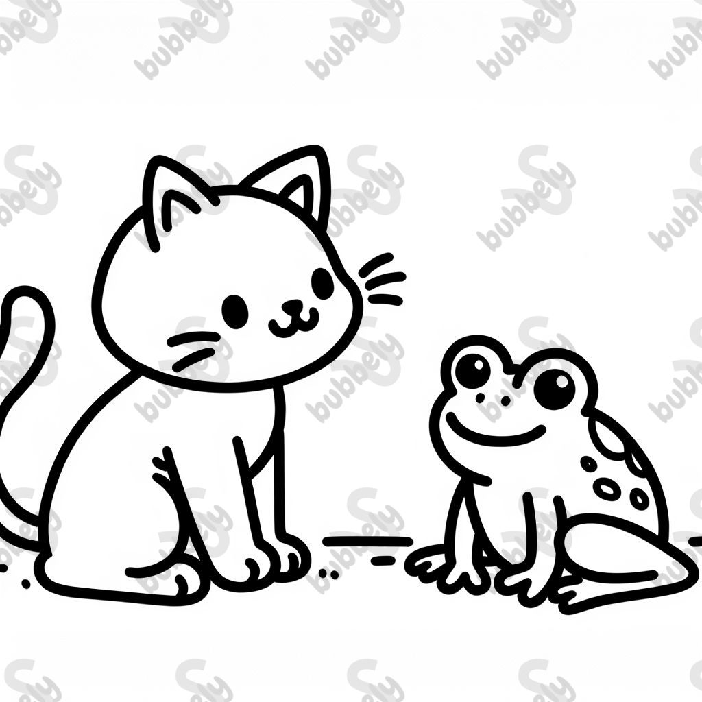Eine Katze mit einem Frosch und nochwas