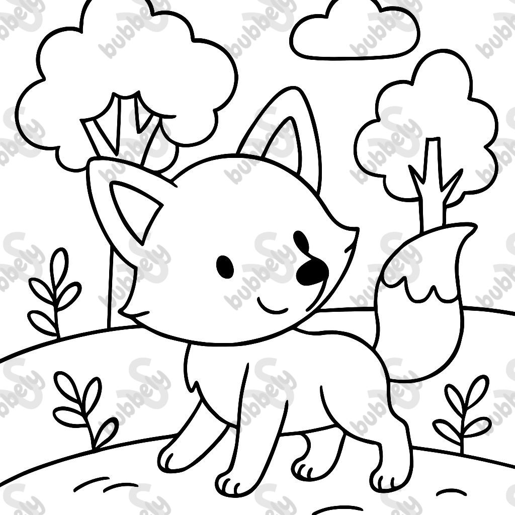 a cute fox walking in the forest