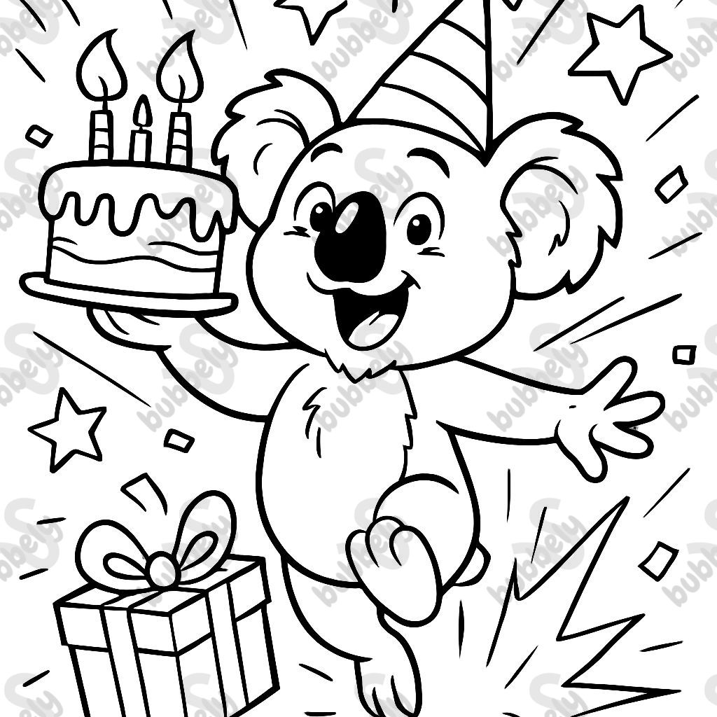 a koala having a birthday