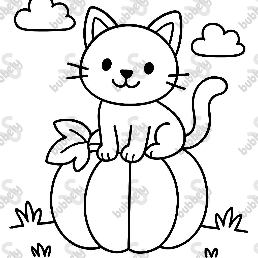 un chat sur une citrouille