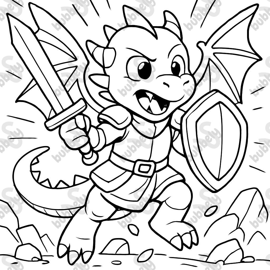 A cute winged dragon warrior