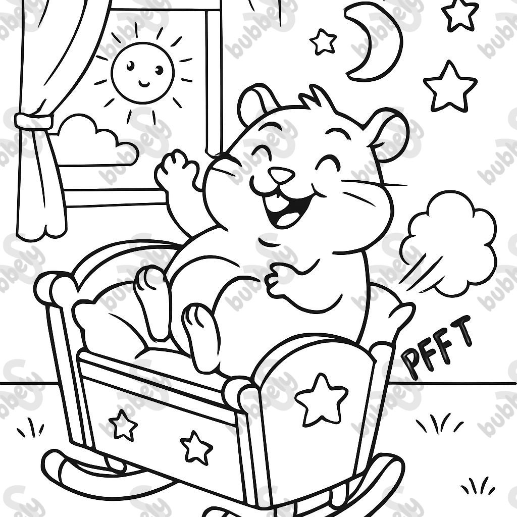 a farting hamster in a baby cradle