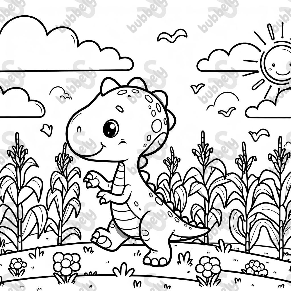 Dinosaurs in corn fields