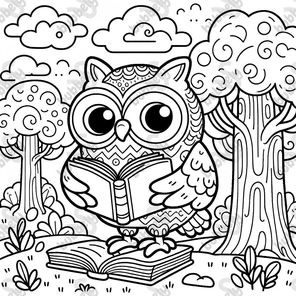 an owl with a book in its talons