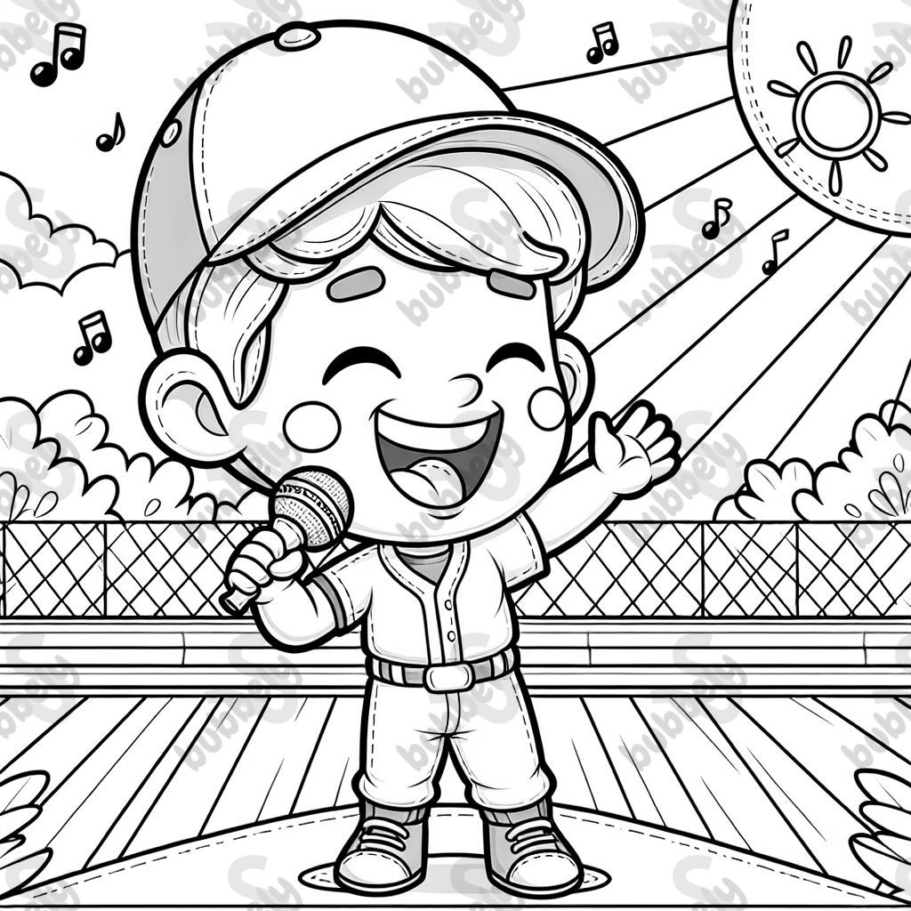 Male baseball player singing