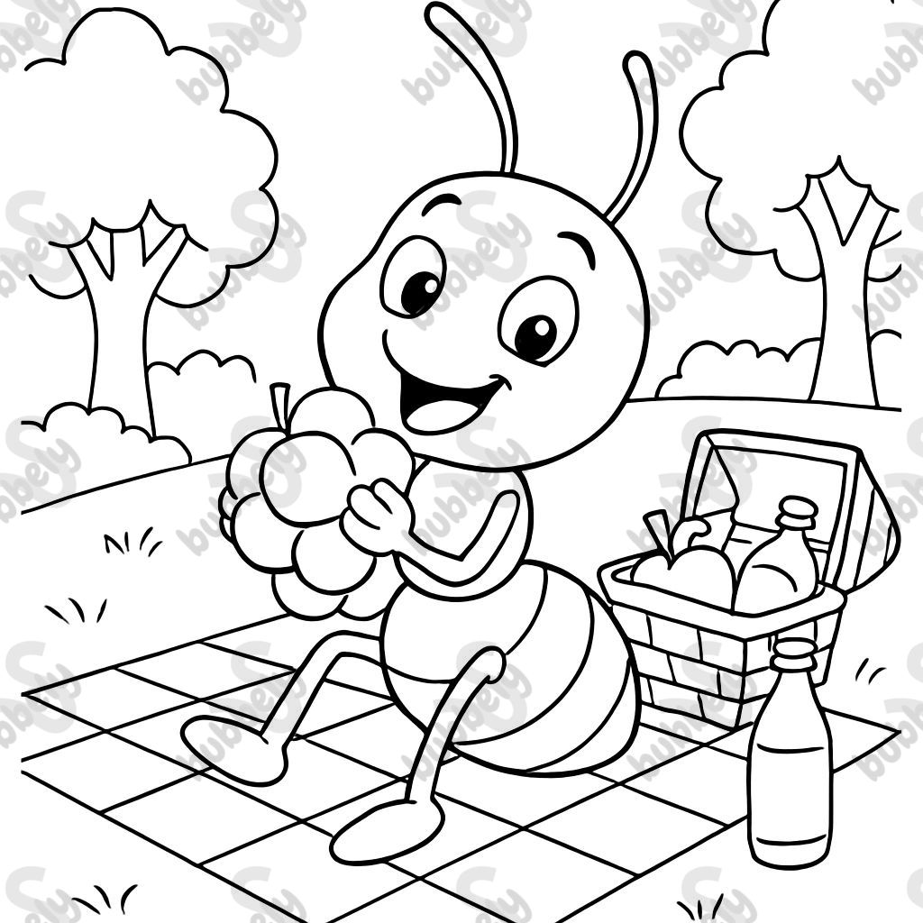 une fourmi lors d'un pique-nique mangeant un raisin une fourmi lors d'un pique-nique mangeant un raisin