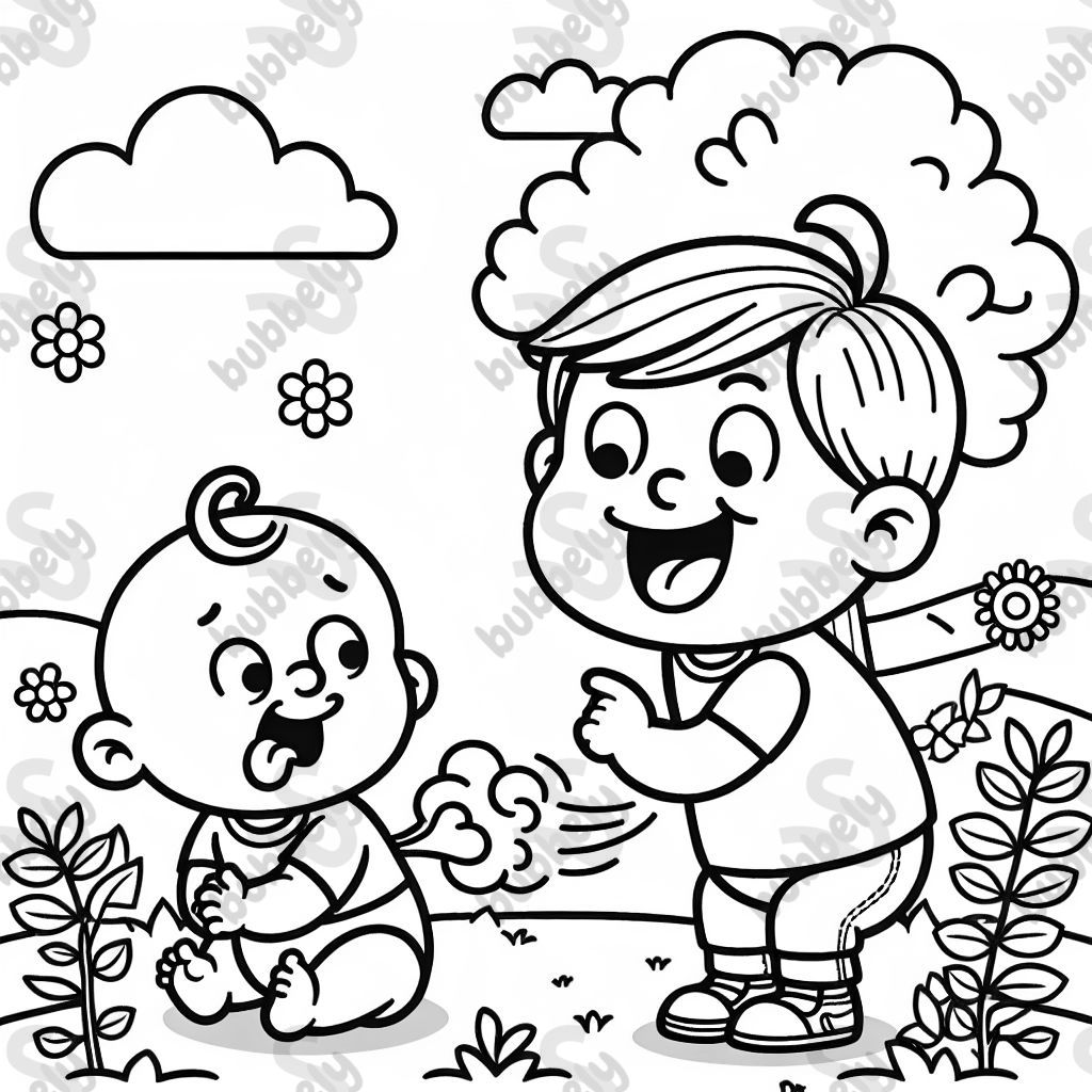 Baby farting on brother