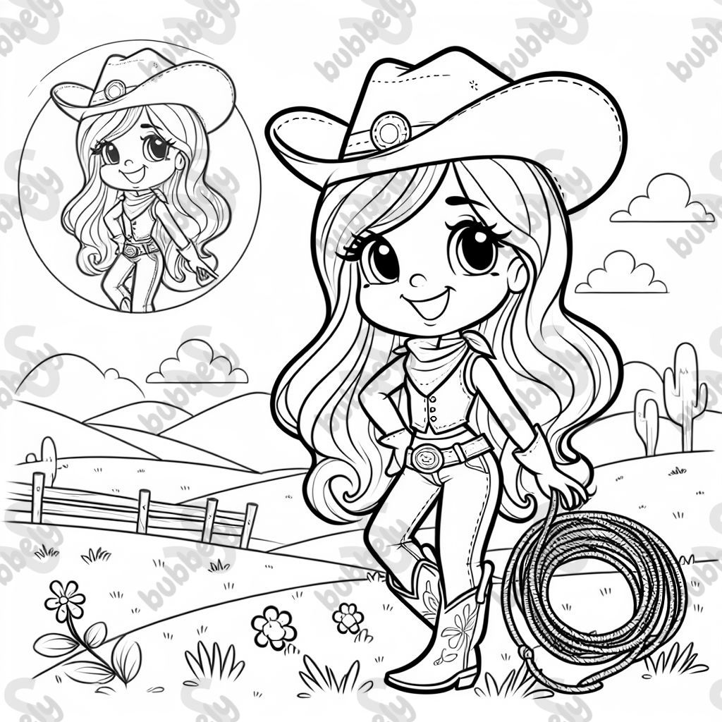 A pretty cowgirl with long hair 