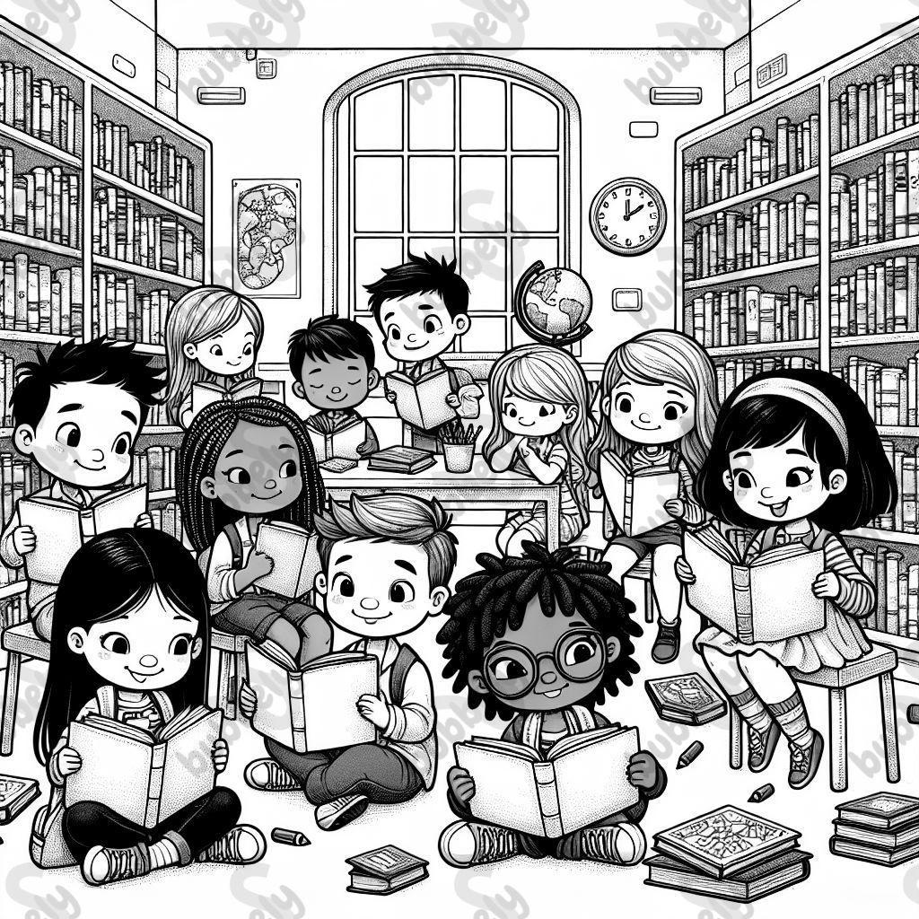 kids reading at the library