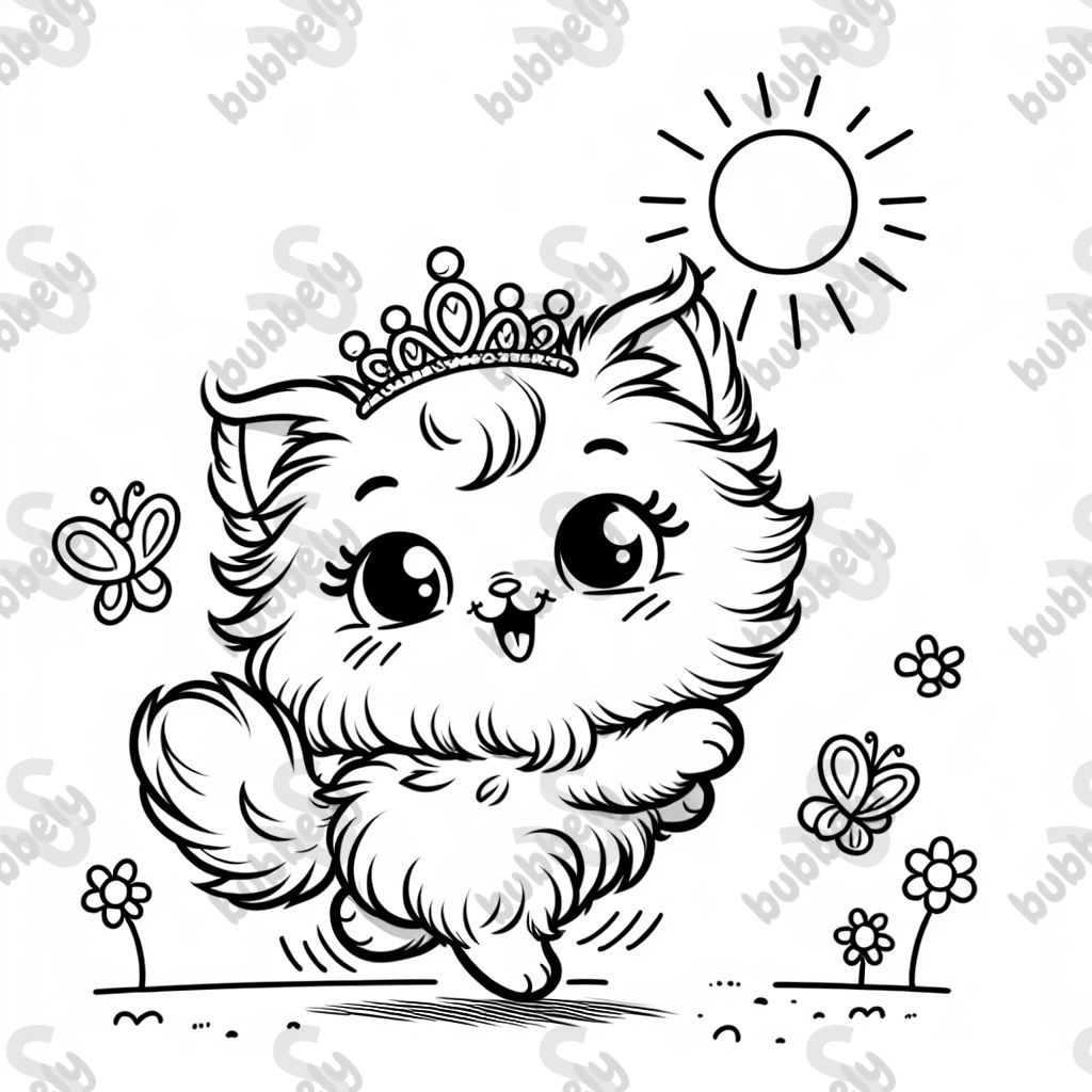 A kitten with a tiara, playing in the sun