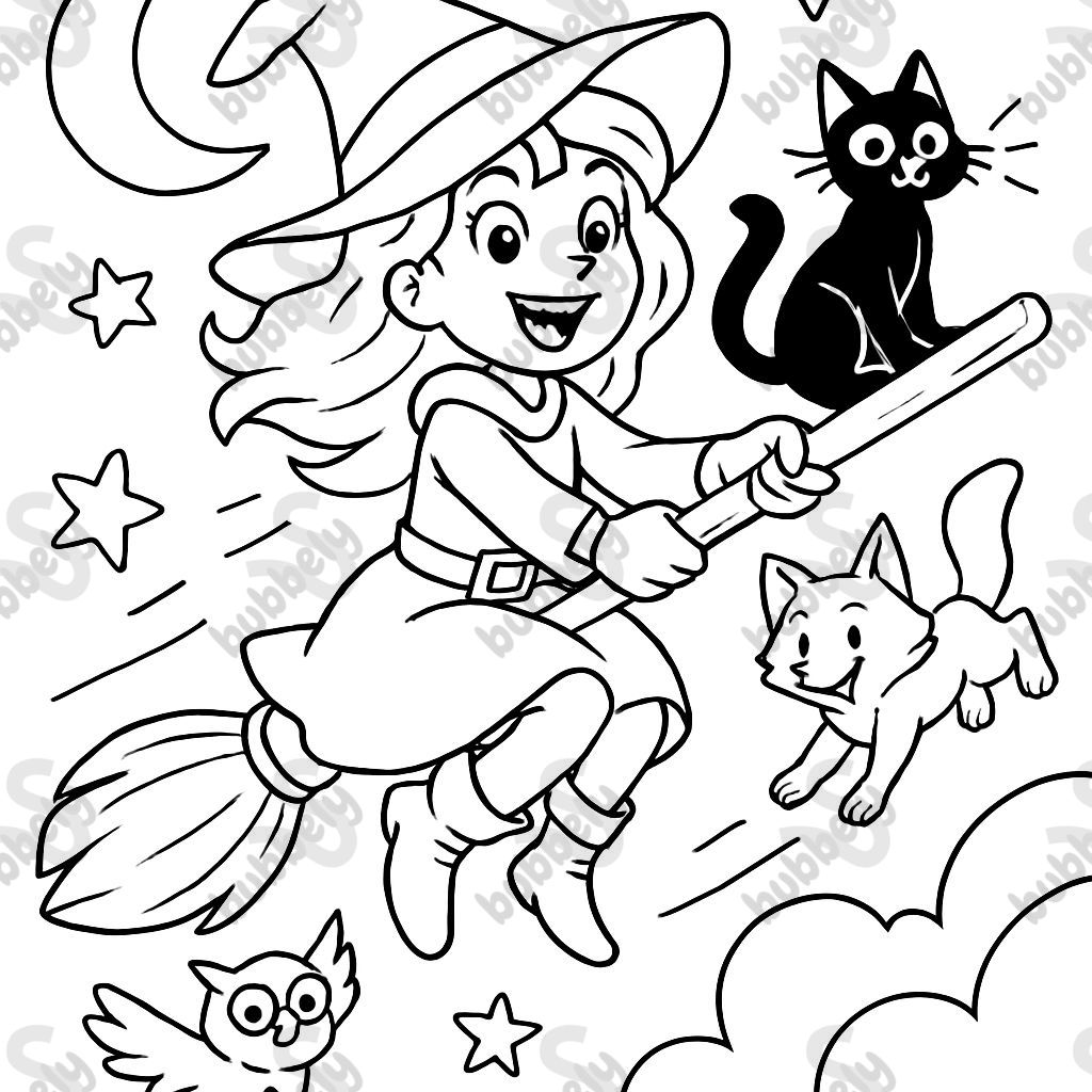 Witch with animal friends