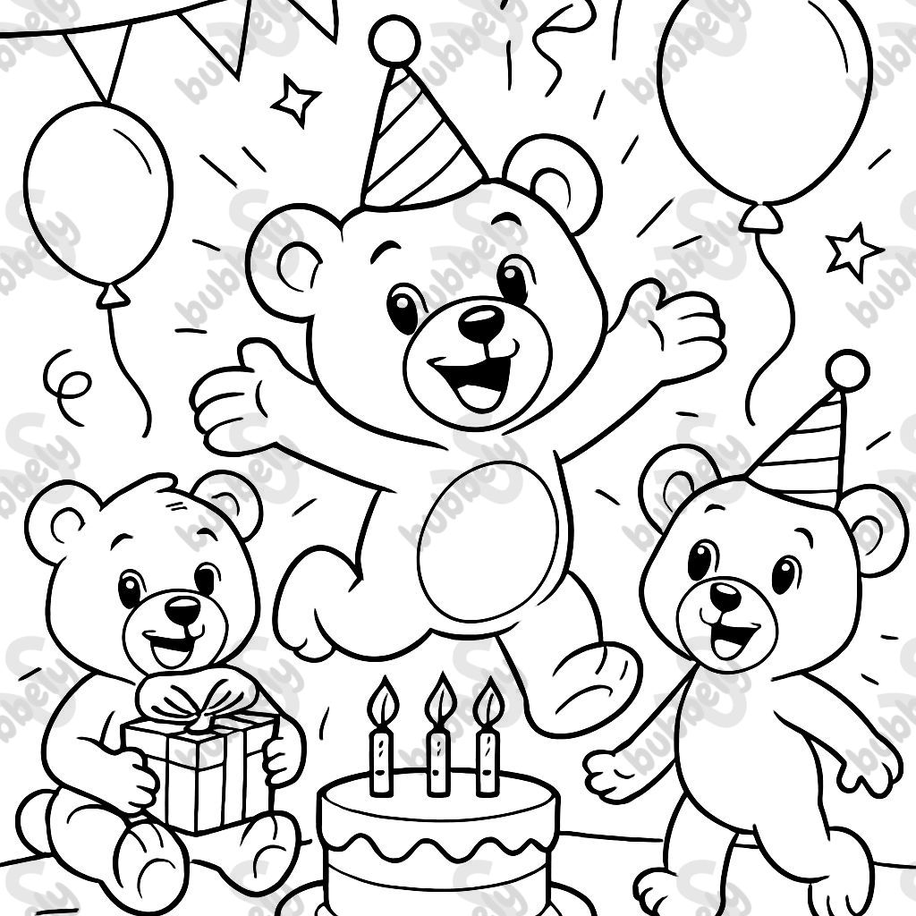 Cute teddy bears having a birthday party Cute teddy bears having a birthday party