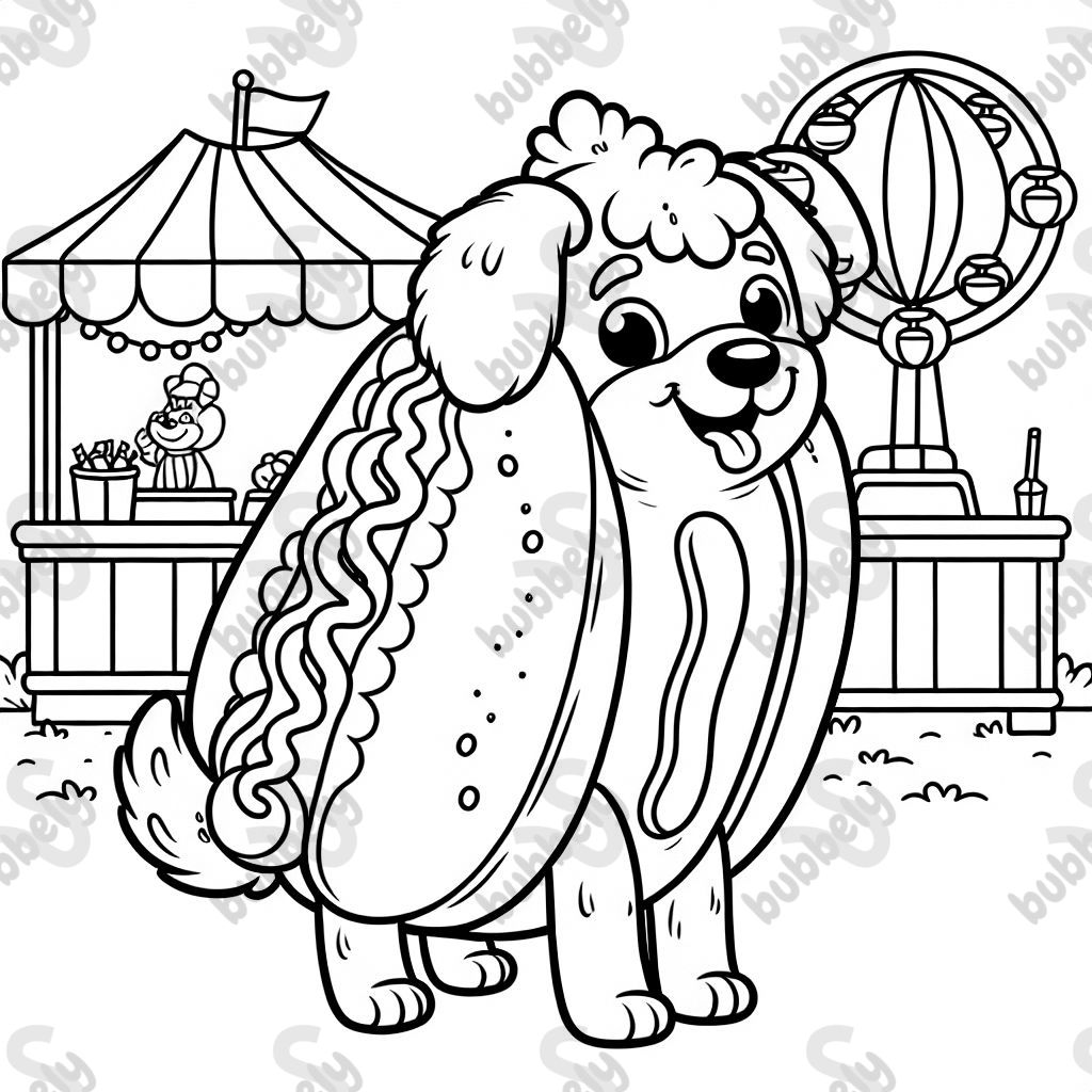 dog in a hotdog costume at the fair