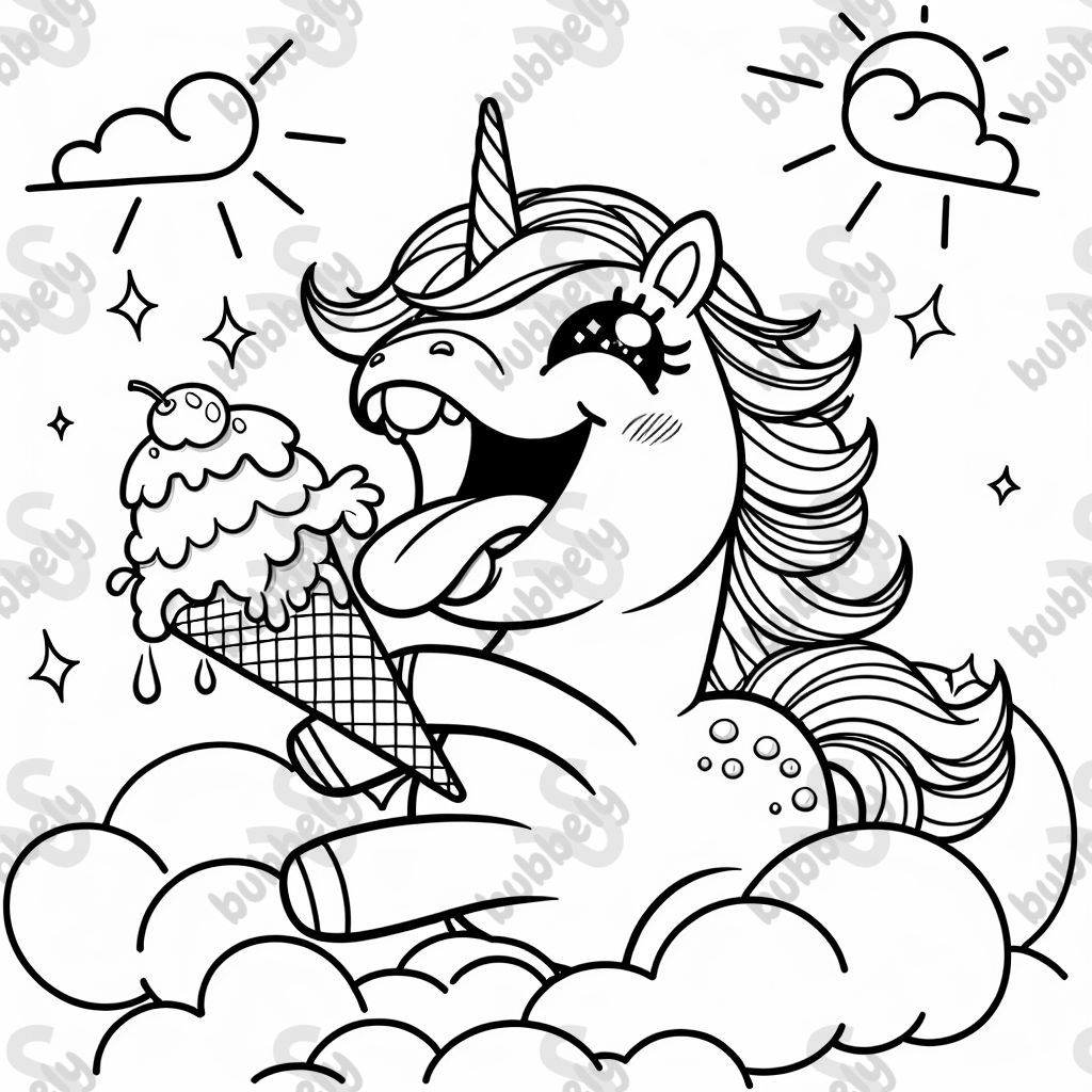 unicorn eating an ice cream