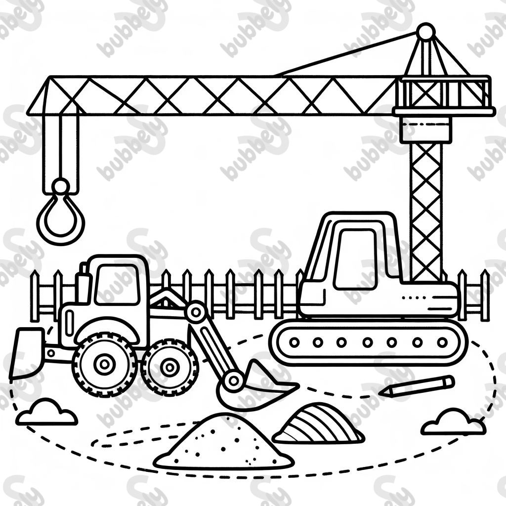 Baustelle mit Bagger und Kran