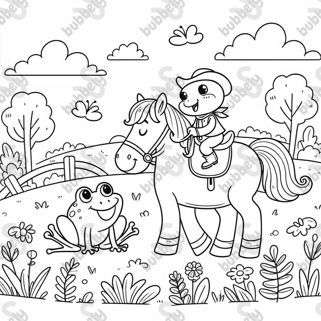 a frog riding a horse 