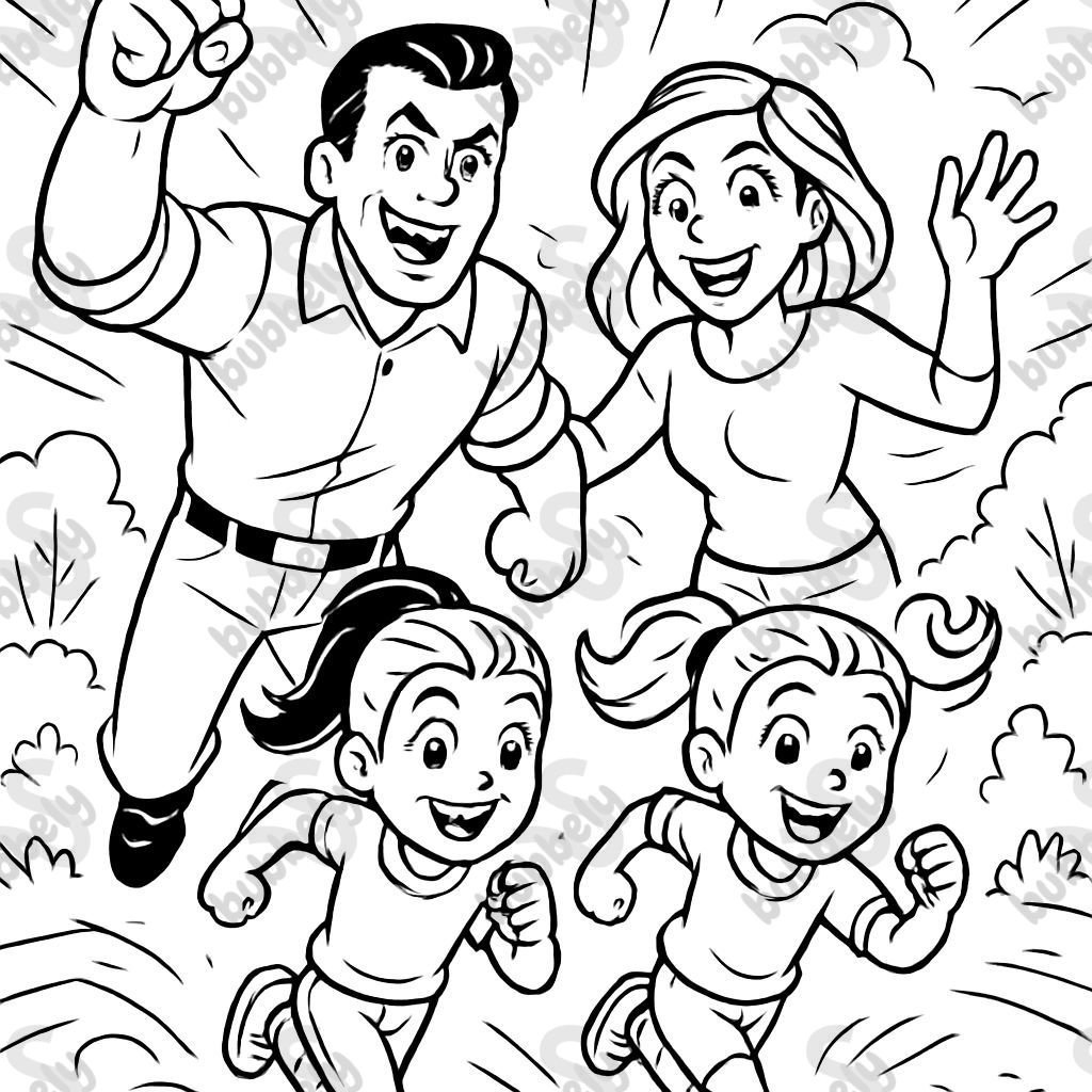 father mother twin girls