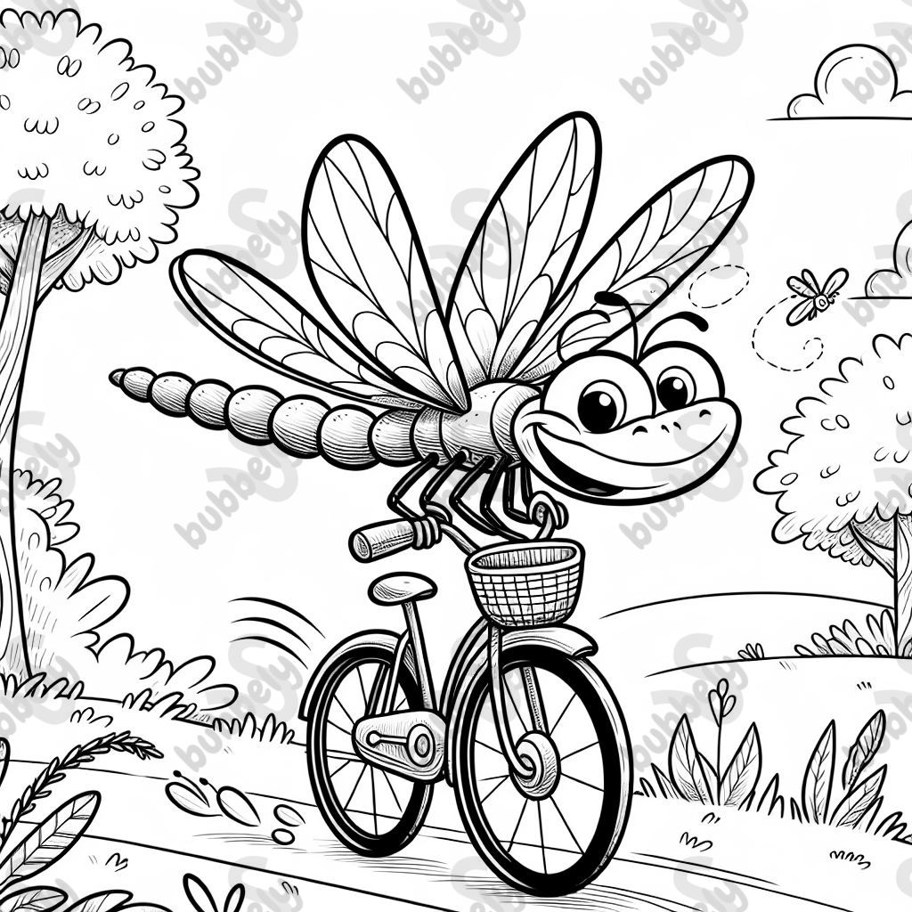 a dragon fly riding a bike