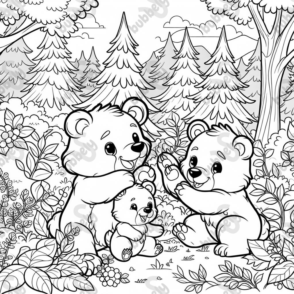 Bear cubs in forest