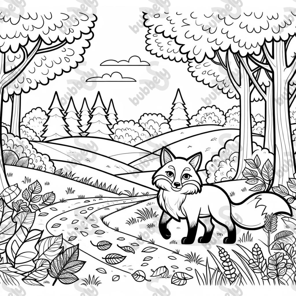 Herbstlicher Fuchs, der durch den Wald streift