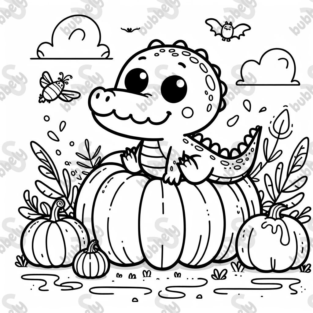 ein Krokodil auf einem kürbis