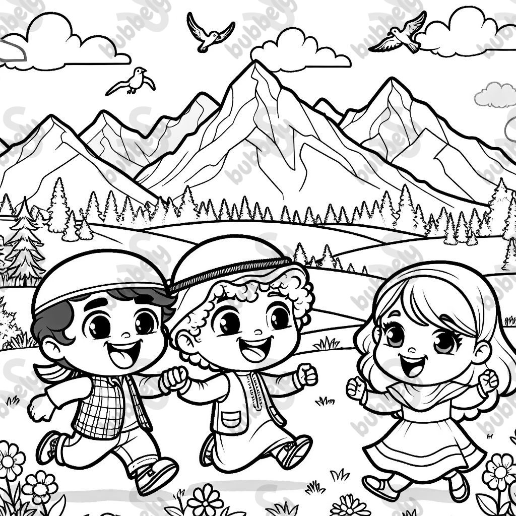 Des enfants jouant dehors avec les montagnes Cascade en vue Des enfants jouant dehors avec les montagnes Cascade en vue