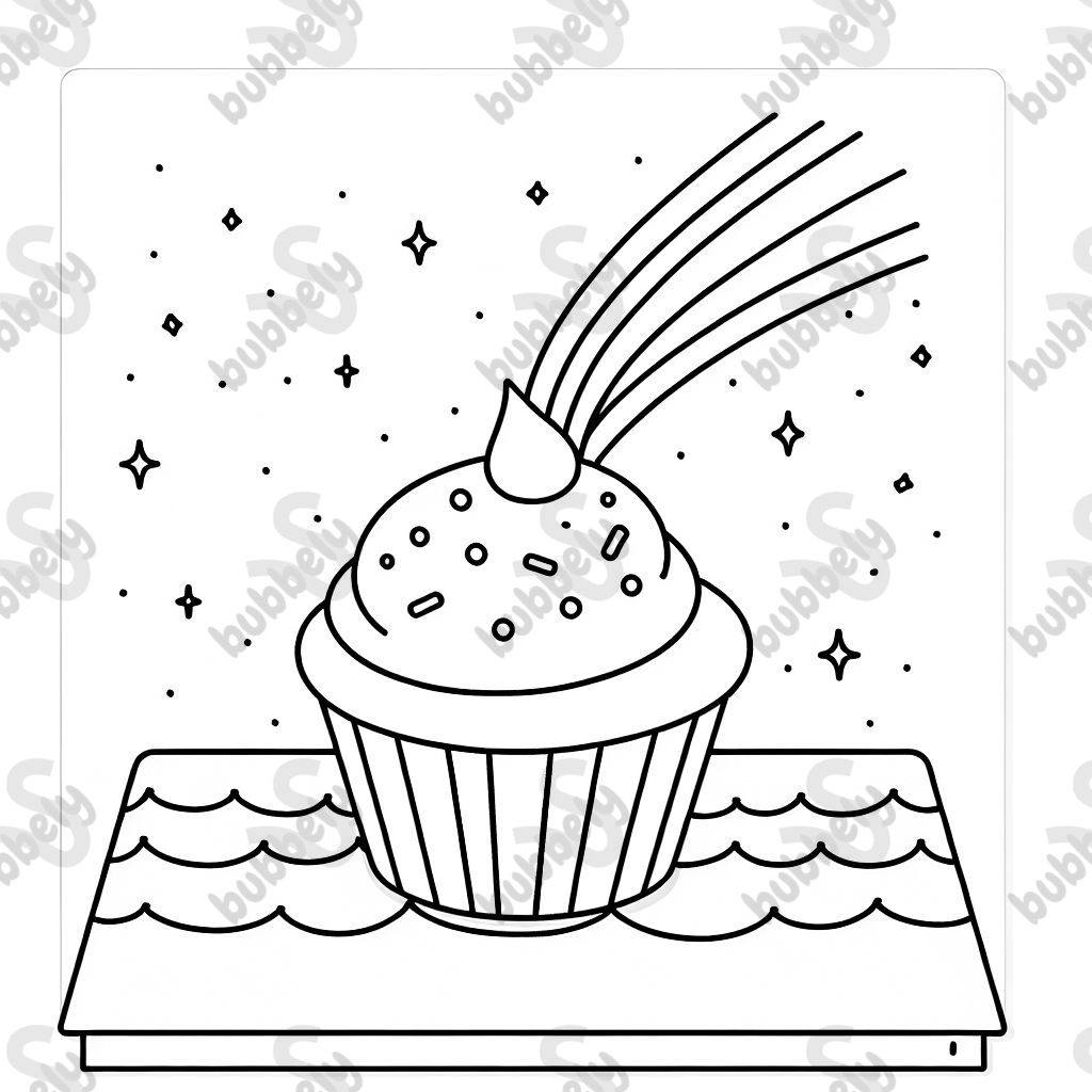 Cupcake with rainbow sparkles on a roof