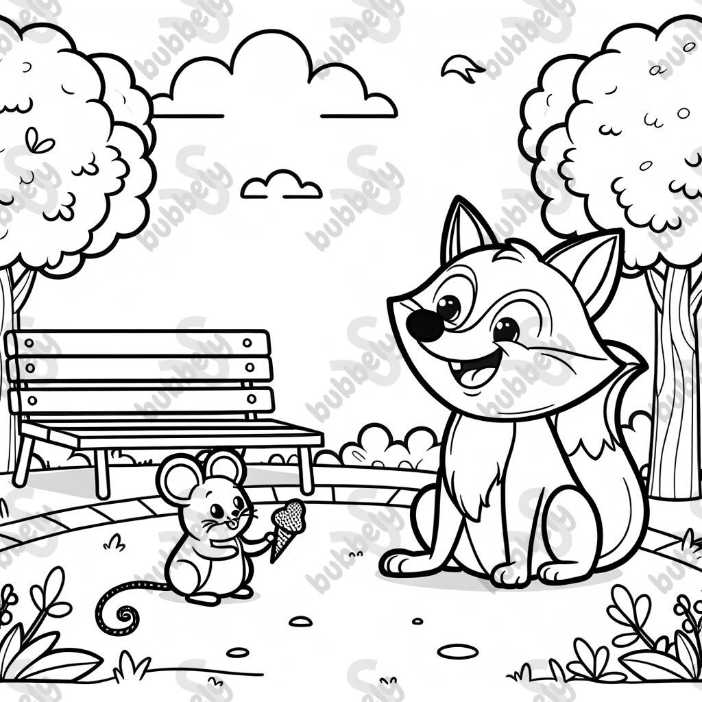 Fox and mouse at the park