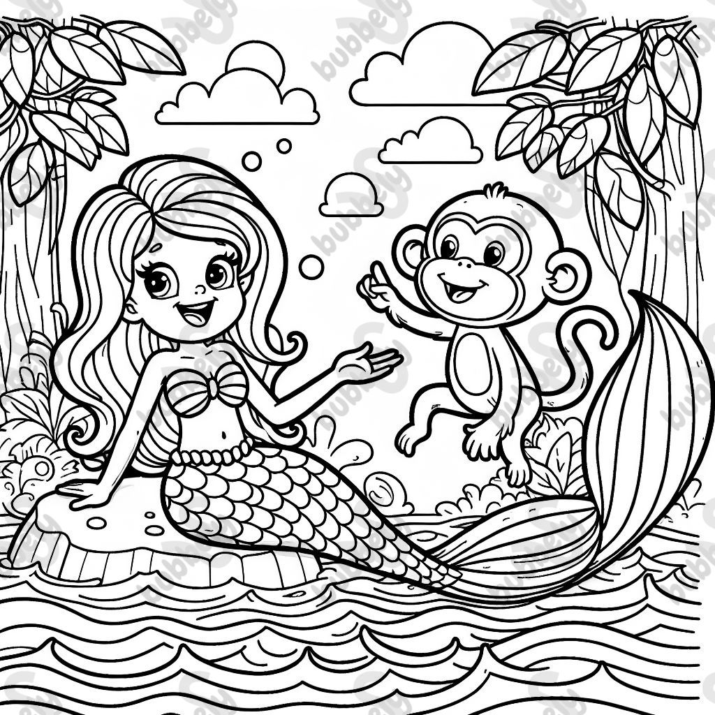 Meerjungfrau und Affe 