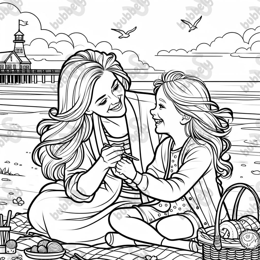 Fille blonde de neuf ans avec de longs cheveux et fille blonde de quatre ans avec de longs cheveux font des câlins à maman sur la plage de la mer du Nord Fille blonde de neuf ans avec de longs cheveux et fille blonde de quatre ans avec de longs cheveux font des câlins à maman sur la plage de la mer du Nord