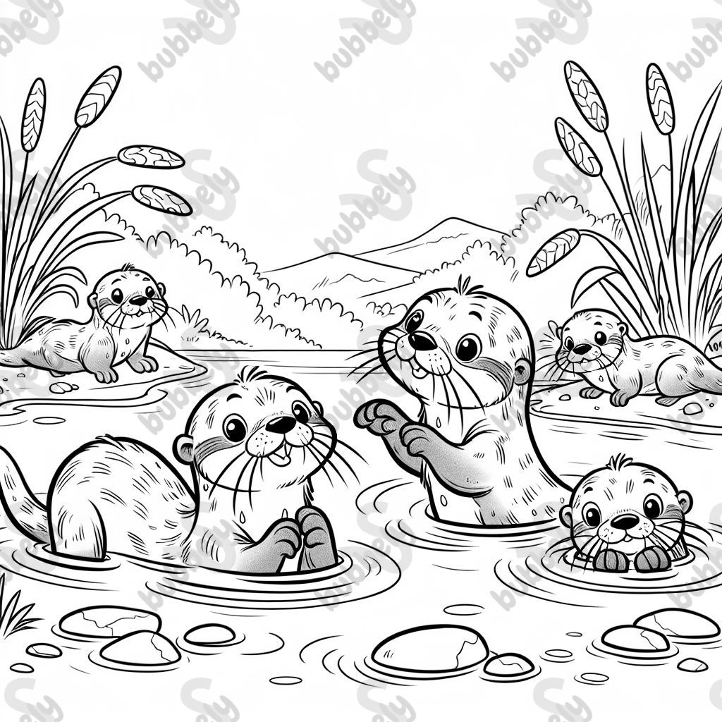 Playful otters in the water