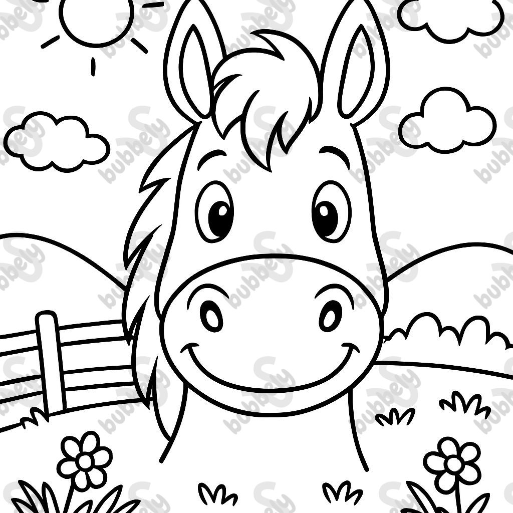 Visage de cheval simple vue de face avec la bouche fermée Visage de cheval simple vue de face avec la bouche fermée