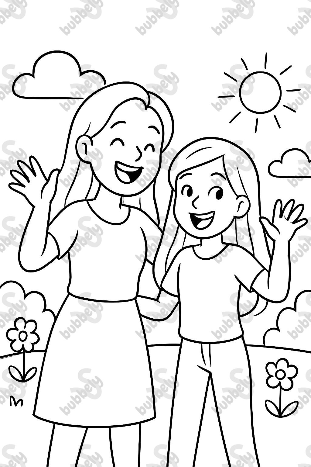 Große mama mit langen haare und großes 13 jahre mädchen mit langen haare