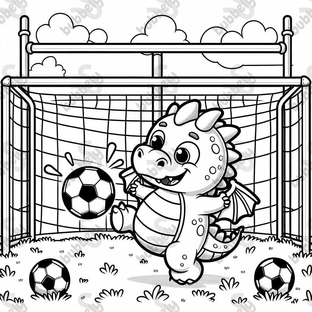 un dragon jouant au football