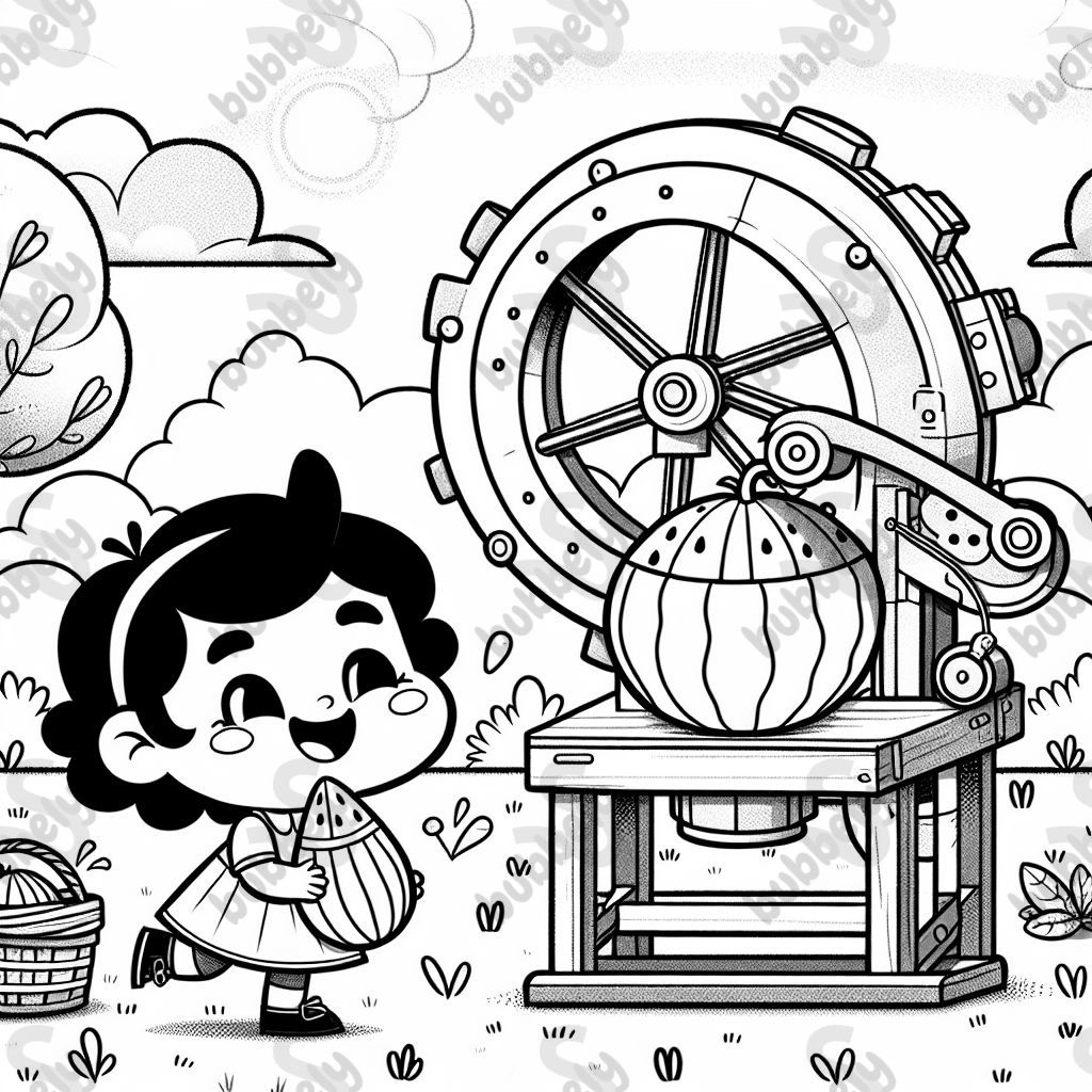 Little girl with watermelon machine