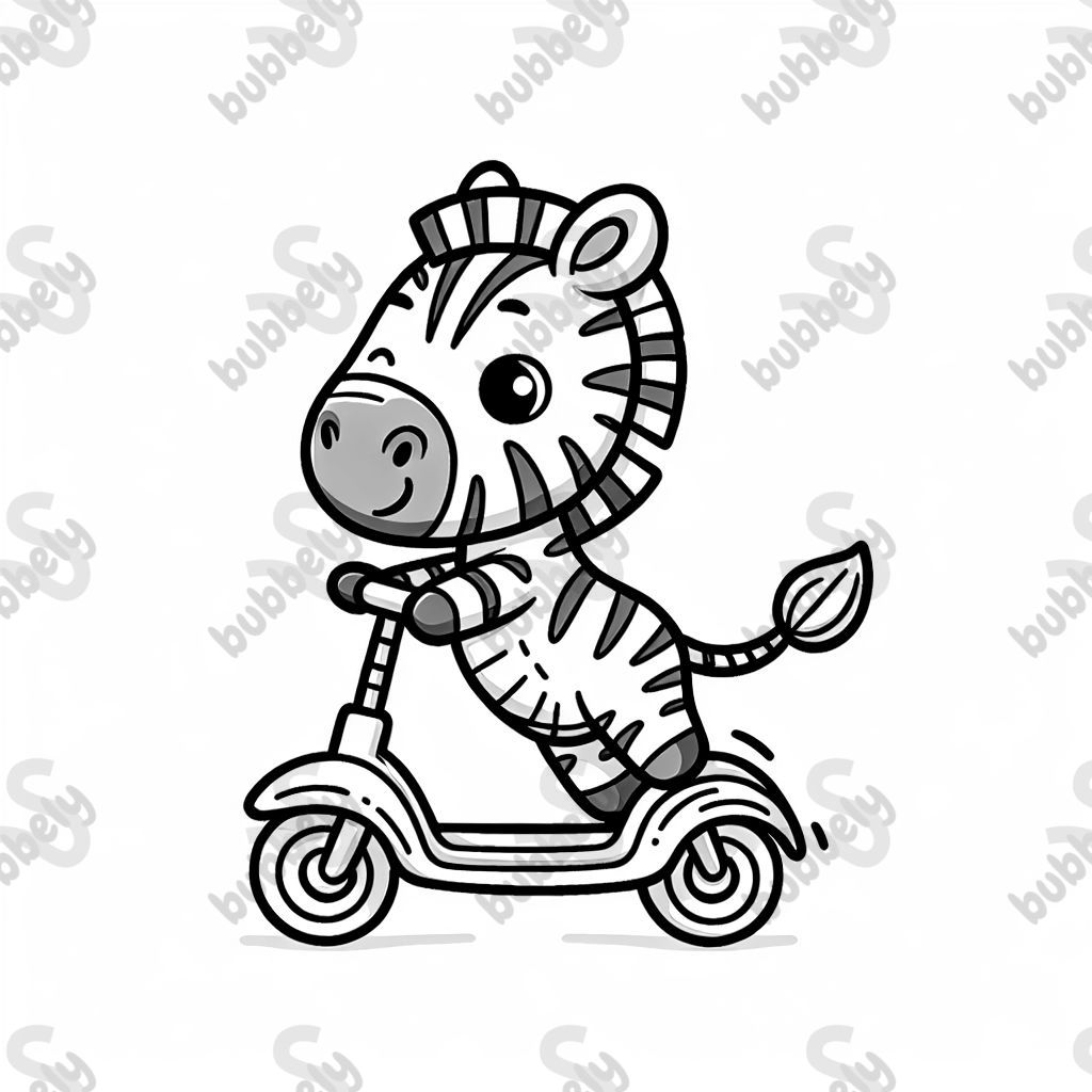 a zebra riding a scooter
