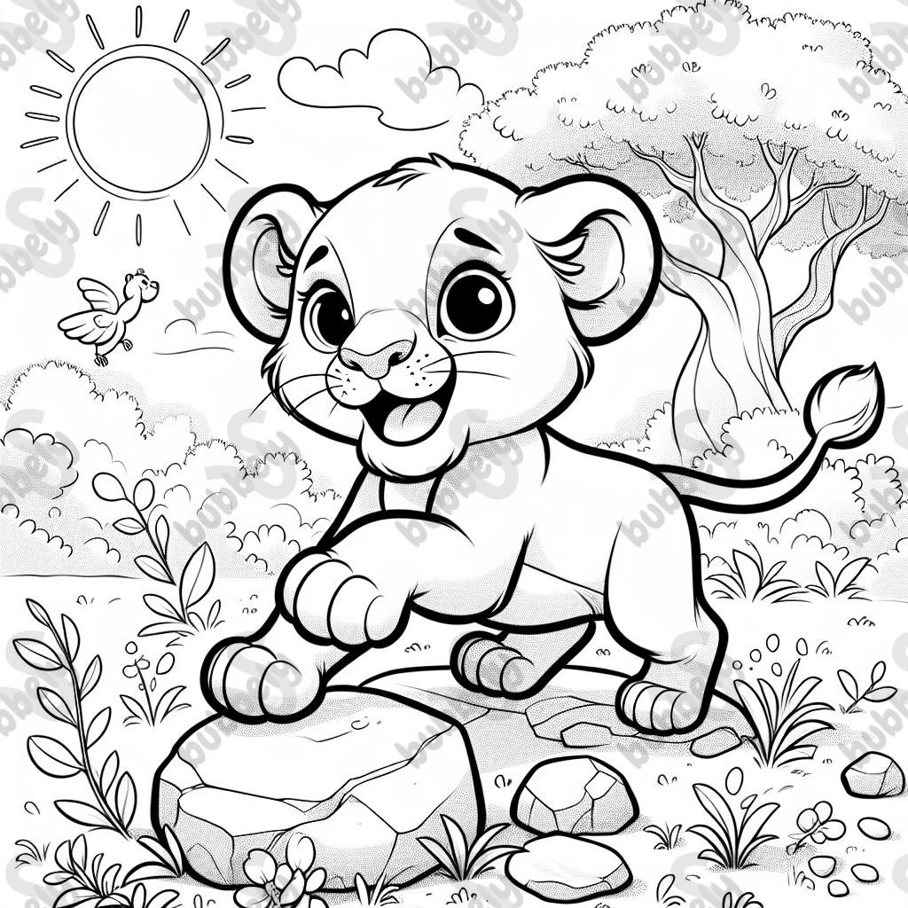 Girl cub lion with parents