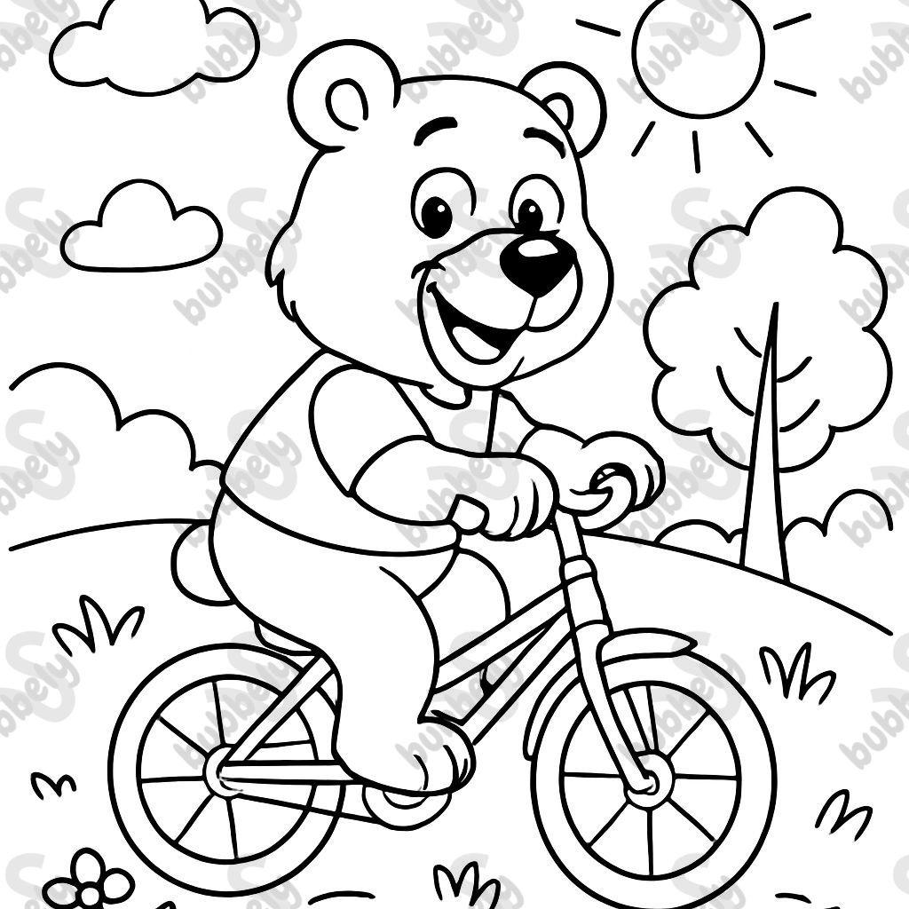 a bear on a bicycle