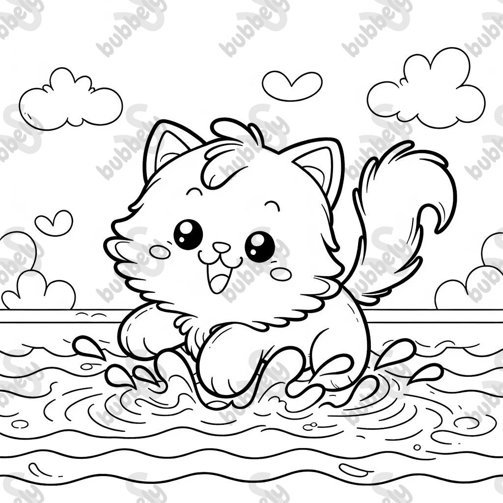 Eine Katze, die am pritscheln ist