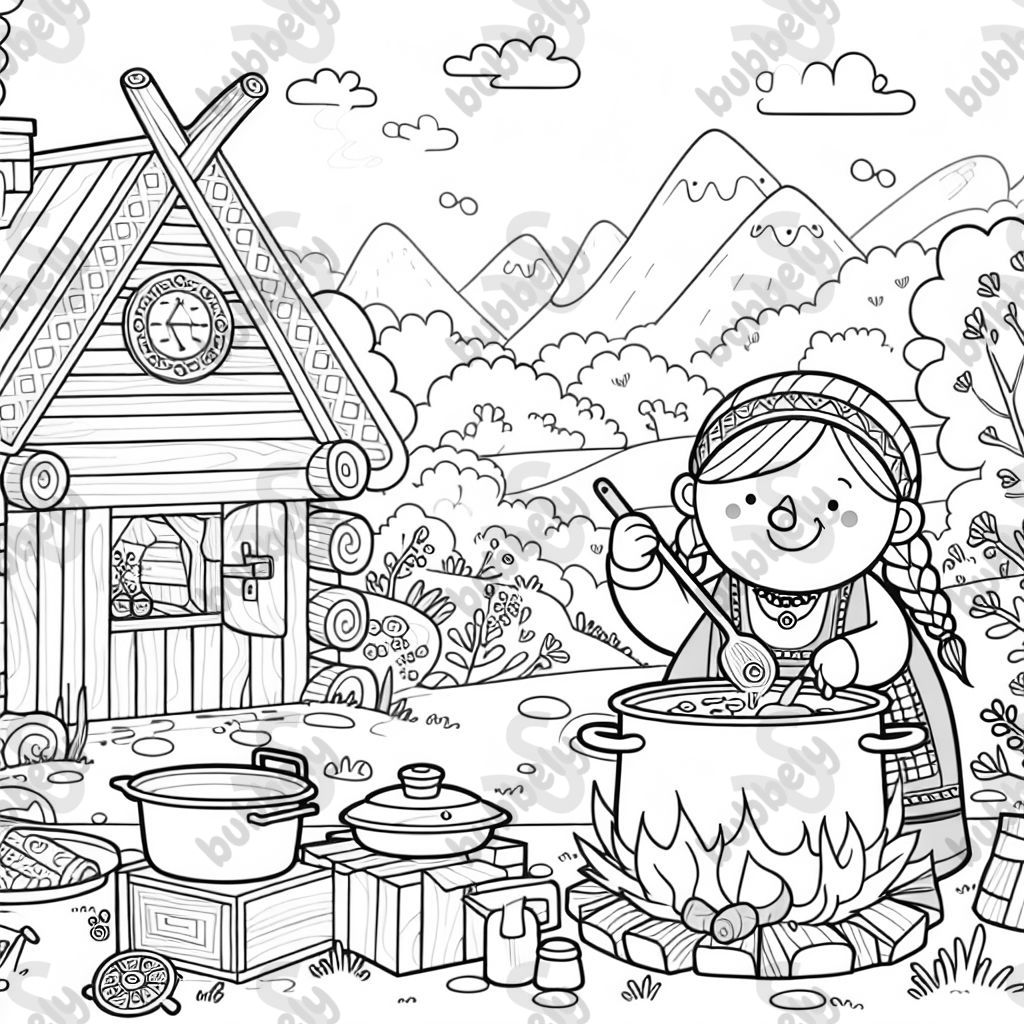 Eine wikingerin beim kochen