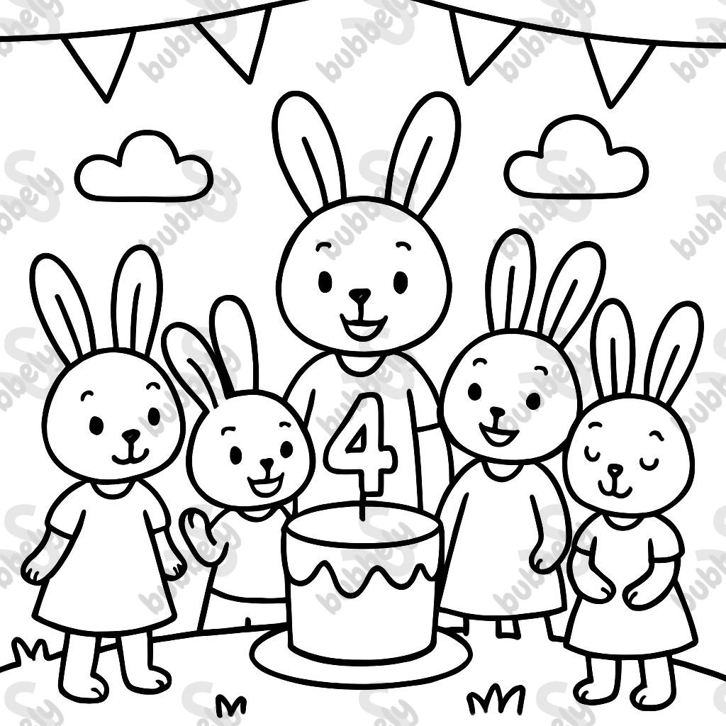 Rabbit party 4 girls, 1 boy