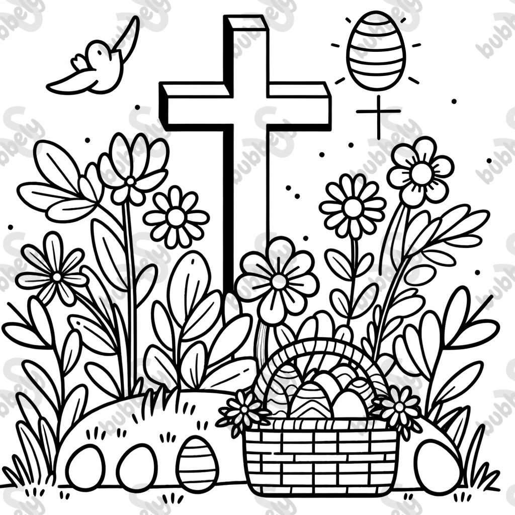 easter flowers and cross
